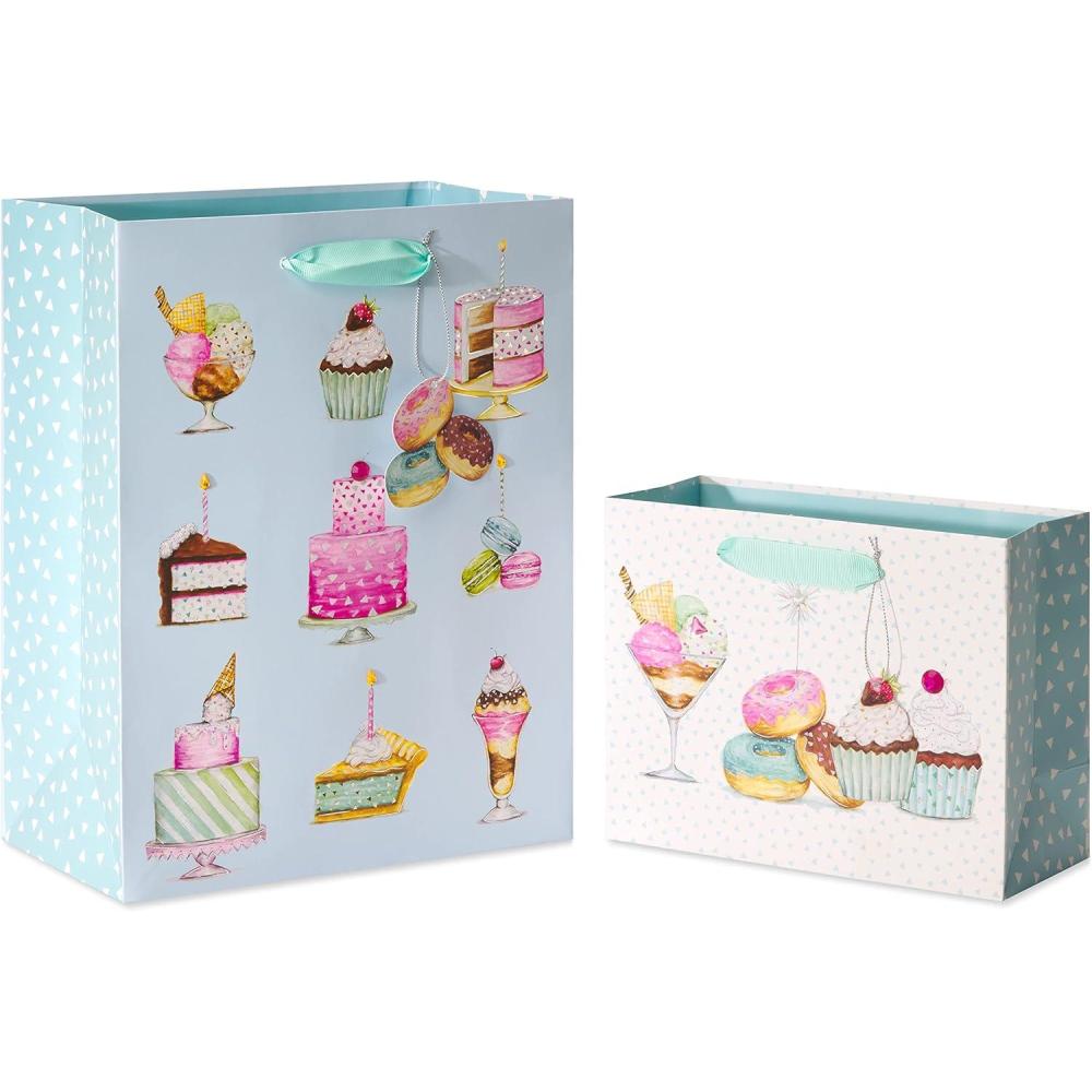 imagePapyrus Gift Bags  Designed by Bella Pilar Desserts for Birthdays Bridal Showers Baby Showers and All Occasions 2 Bags 1 Large 13quot 1 Medium 9quotDesserts