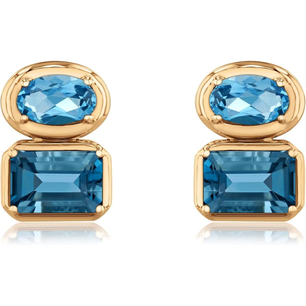 imagePapyrus London Blue Topaz and Blue Topaz Yellow Gold Earrings
