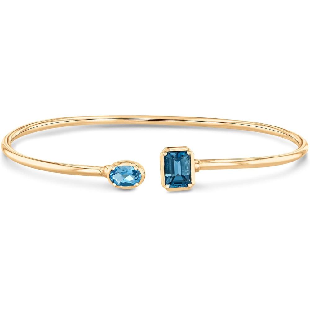 imageReeds Papyrus London Blue Topaz and Blue Topaz Yellow Gold Cuff Bracelet