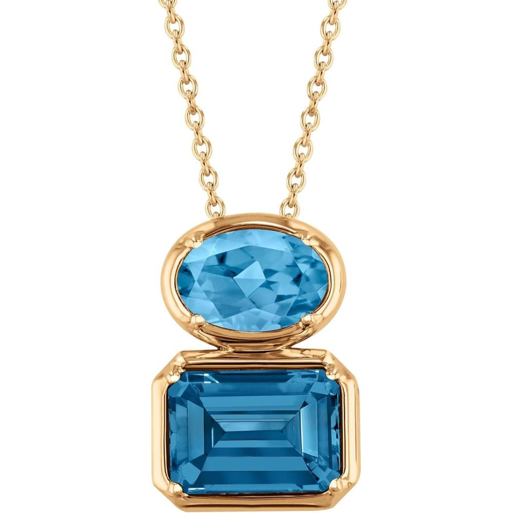 imageReeds Papyrus London Blue Topaz and Blue Topaz Yellow Gold Pendant Necklace