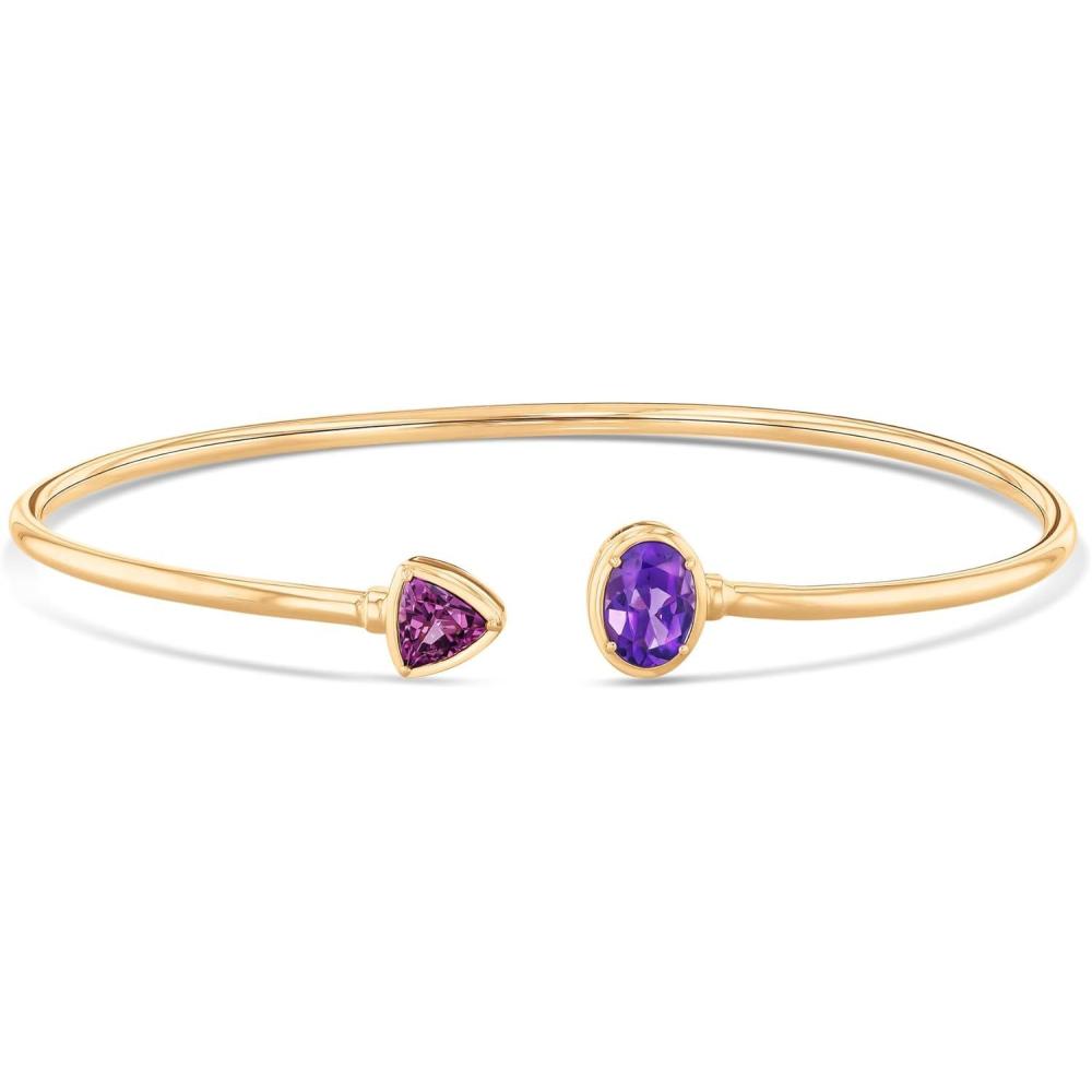 imageReeds Papyrus Rhodolite Garnet and Amethyst Yellow Gold Cuff Bracelet