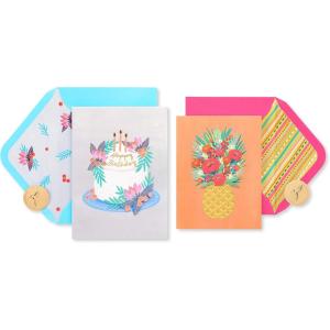 Papyrus Birthday Cards – Designed by Bella Pilar, Cake and Candles (2-Count)(Cake and Pineapple)