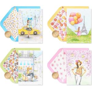 Papyrus Deluxe Boxed Birthday Card Assortment, Bright Birthday (4-Count)(City Fashion)