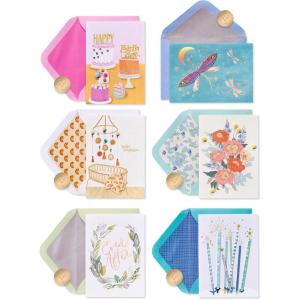 Papyrus Deluxe Boxed Birthday Card Assortment, Bright Birthday (4-Count)(FSC MULTI OCCASN CARD ASSRTMNT)