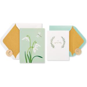 Papyrus Deluxe Boxed Sympathy Card Assortment, Flowers and Butterflies (4-Count)(Crocus and Peace)