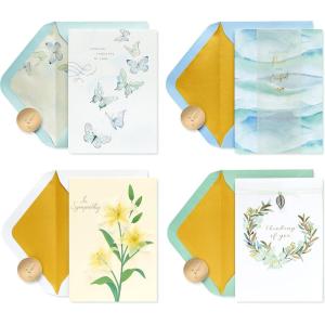 Papyrus Deluxe Boxed Sympathy Card Assortment, Flowers and Butterflies (4-Count)(DEEPEST SYMPATHY)