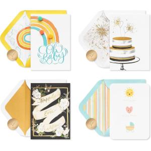 Papyrus Deluxe Boxed Wedding and New Baby Card Assortment, Happy Ever After and Bundle of Joy (4-Count)(Wedding and New Baby)