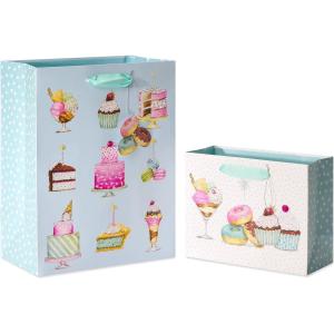 Papyrus Gift Bags – Designed by Bella Pilar (Desserts) for Birthdays, Bridal Showers, Baby Showers and All Occasions (2 Bags, 1 Large 13″, 1 Medium 9″)(Desserts)