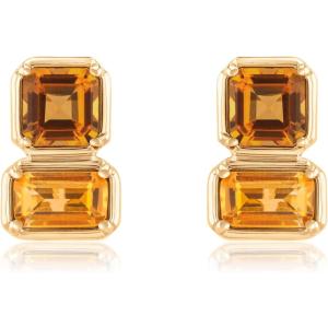 Papyrus Light Citrine and Dark Citrine Yellow Gold Earrings