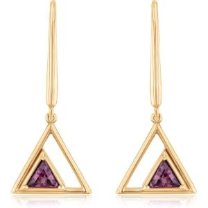 Papyrus Rhodolite Garnet Yellow Gold Triangle Drop Earrings