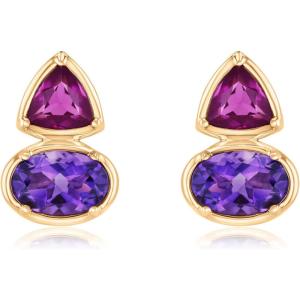 Papyrus Rhodolite Garnet and Amethyst Yellow Gold Earrings