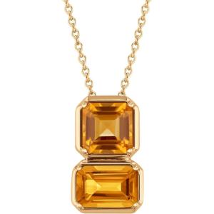 Reeds Papyrus Light Citrine and Dark Citrine Yellow Gold Pendant Necklace