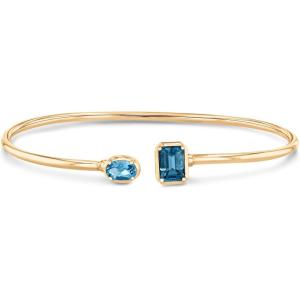 Reeds Papyrus London Blue Topaz and Blue Topaz Yellow Gold Cuff Bracelet