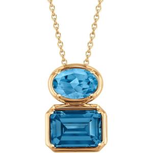 Reeds Papyrus London Blue Topaz and Blue Topaz Yellow Gold Pendant Necklace