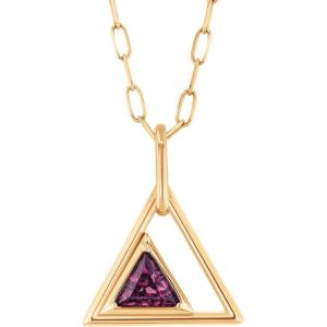 Reeds Papyrus Rhodolite Garnet Yellow Gold Triangle Pendant Necklace