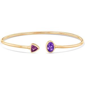 Reeds Papyrus Rhodolite Garnet and Amethyst Yellow Gold Cuff Bracelet