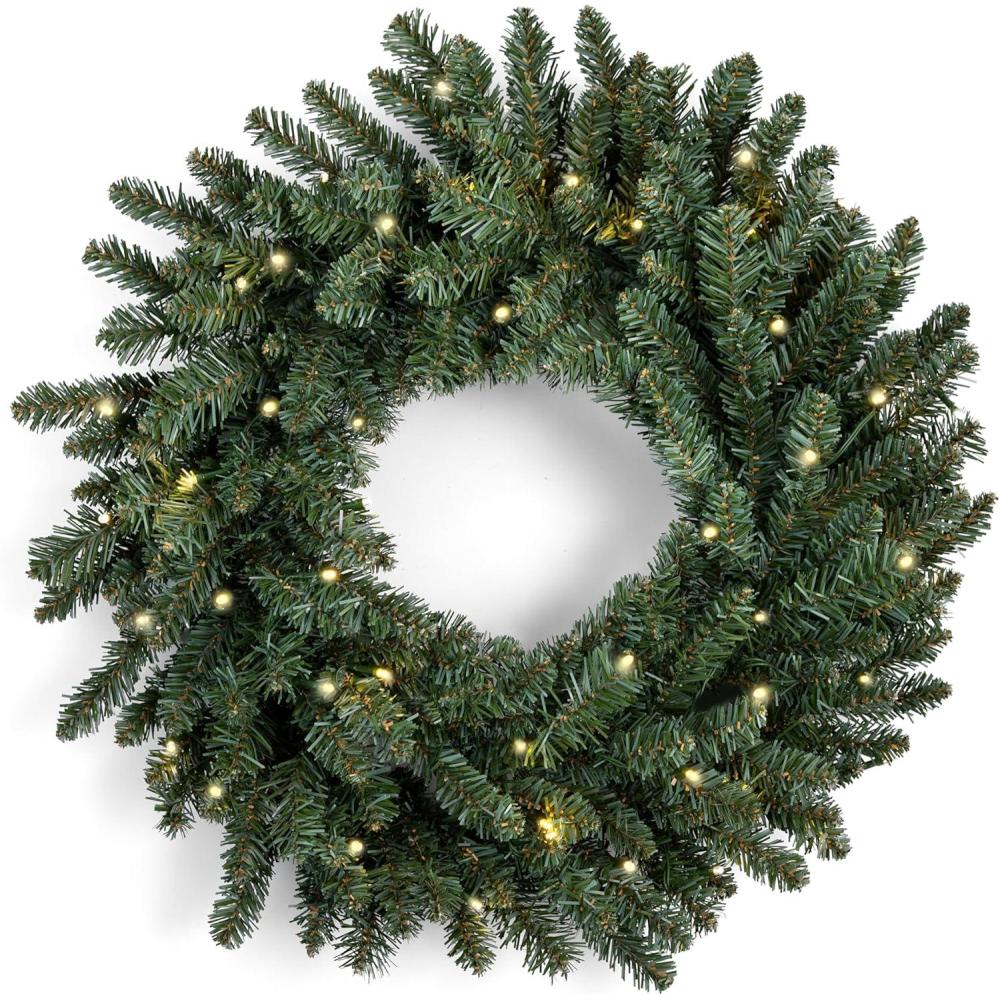 imagePapyrus 24quot PreLit Frosted Blue Spruce Artificial Wreath Warm White Light Battery Powered IndoorOutdoor24 Natural
