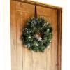 Papyrus 24″ Pre-Lit Frosted Carolina Pine Artificial Wreath, Pine Cones, Warm White Light, Battery Powered, Indoor/Outdoor(24″ Frosted)