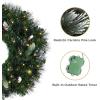 Papyrus 24″ Pre-Lit Frosted Carolina Pine Artificial Wreath, Pine Cones, Warm White Light, Battery Powered, Indoor/Outdoor(24″ Frosted)