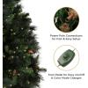 Papyrus 7 ft Pre-Lit Artificial Christmas Tree, Carolina Pine, Pine Cones, Warm White Lights, Includes Stand and Storage Bag(Natural)