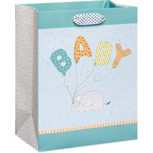 Papyrus 18″ Jumbo Gift Bag – Designed by House of Turnowsky (Zoo Animals with Balloons) for Baby Showers, Baby Sprinkles, New Baby, Baptisms, Christenings and All Baby Occasions (1 Bag)(Elephant with Balloons)