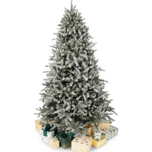 Papyrus 7 ft Pre-Lit Artificial Christmas Tree, Blue Spruce, Warm White Lights, Includes Stand and Storage Bag(Frosted)