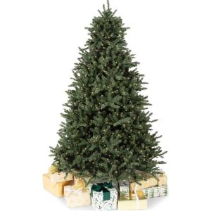 Papyrus 7 ft Pre-Lit Artificial Christmas Tree, Blue Spruce, Warm White Lights, Includes Stand and Storage Bag(Natural)