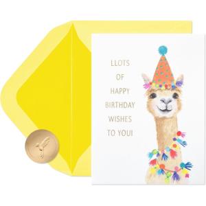 Papyrus Birthday Card (Bright and Happy Wishes)(FSC Party Hat Llama)
