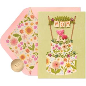 Papyrus Birthday Card for Mom – Designed by House of Turnowsky (Wishes From The Heart)(FSC Mushroom and Floral Cake)