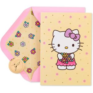 Papyrus Blank Cards with Envelopes, Rainbow with Glitter (8-Count)(Hello Kitty)