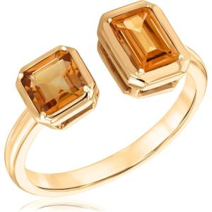 Papyrus Light Citrine and Dark Citrine Yellow Gold Open Ring – Size 7