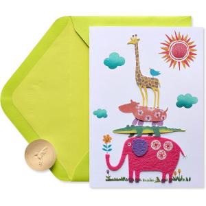 Papyrus New Baby Card – Designed by House of Turnowsky (Warm and Happy Wishes)(Jungle Baby Print)