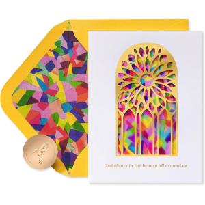Papyrus Religious Birthday Card – Illustrated by Sandra K Pena (God Shines In You, Stained Glass)(God Shines In You  Stained Glass)