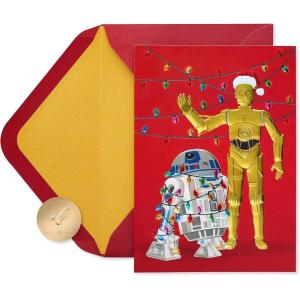 Papyrus Star Wars Christmas Cards Boxed with Envelopes, Merry Force Be with You, Ornaments (8-Count)(Droids to the World  R2D2 and C3PO)