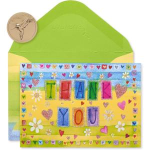 Papyrus Thank You Cards with Envelopes, Rainbow (12-Count)(Glitter Hearts)