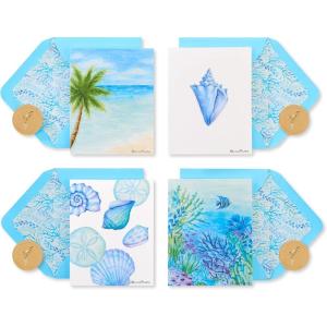 Papyrus Thank You Cards with Envelopes for Weddings, Bridal Showers, Baby Showers and All Occasions, Rainbows and Hearts (20-Count)(Into the Blue)