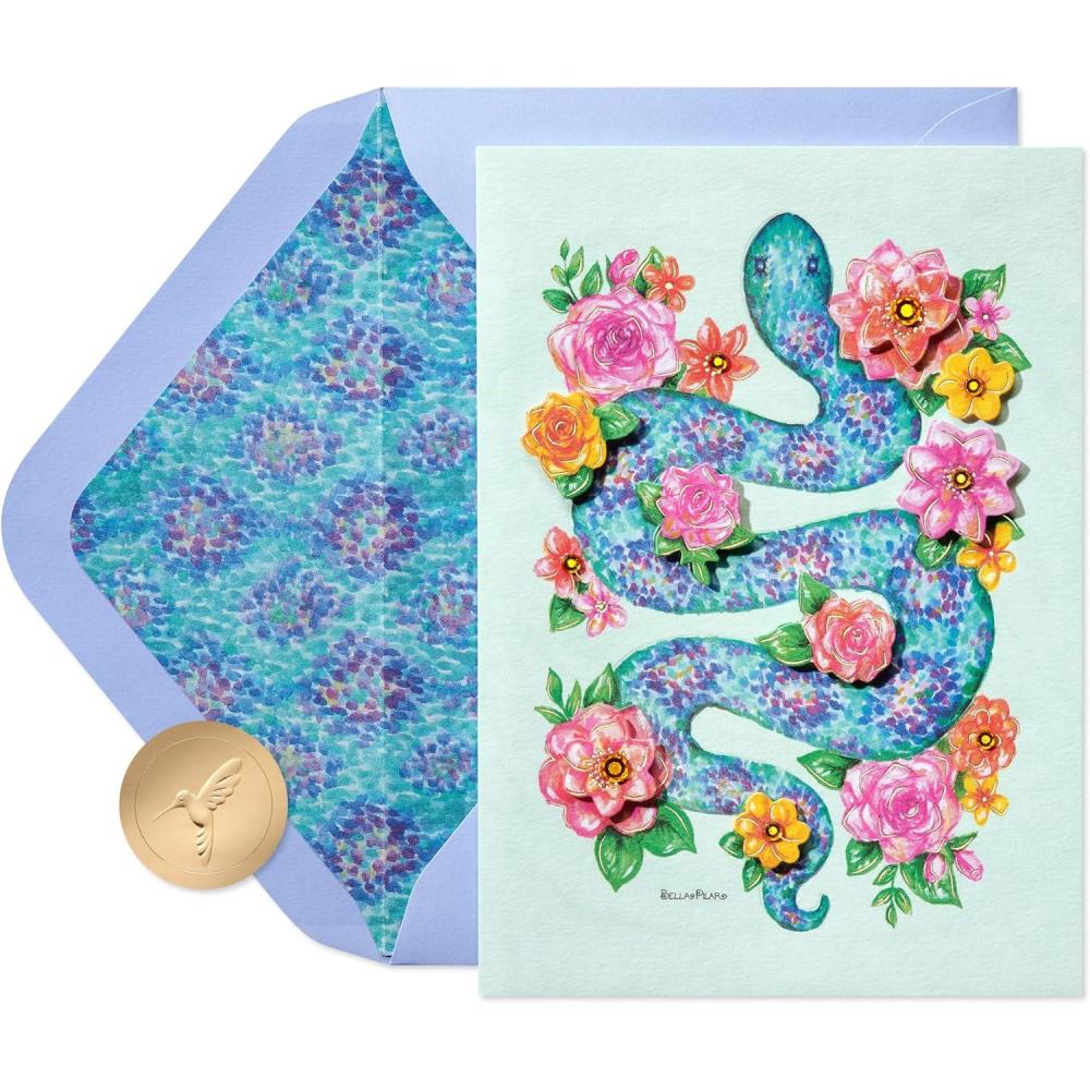 imagePapyrus Blank Card for Her  Designed by Bella Pilar Snake ampamp FlowersSnake  Flowers