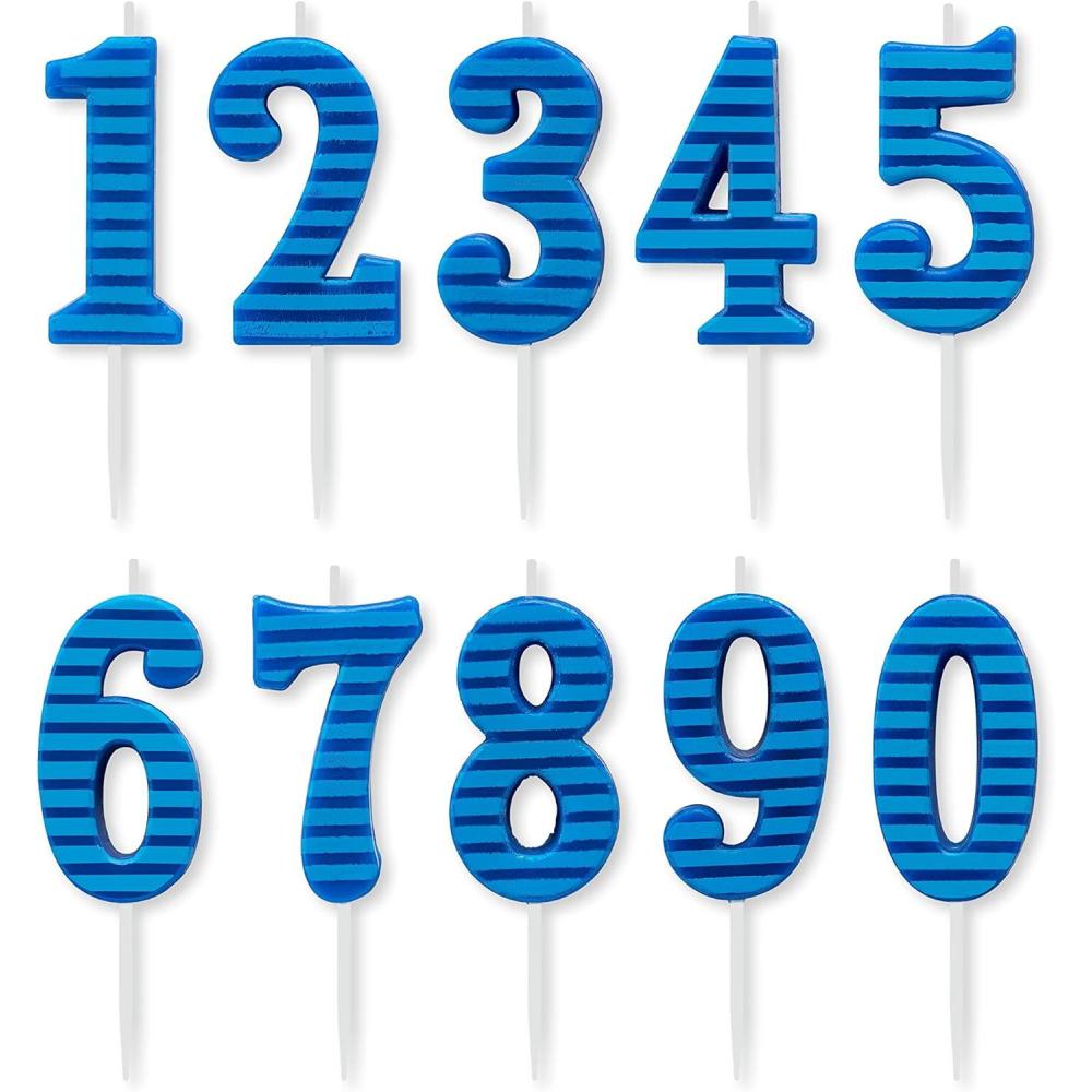 imagePapyrus Number 0 Birthday Candle Blue Stripes 1CountBlue Stripes Candles Pack