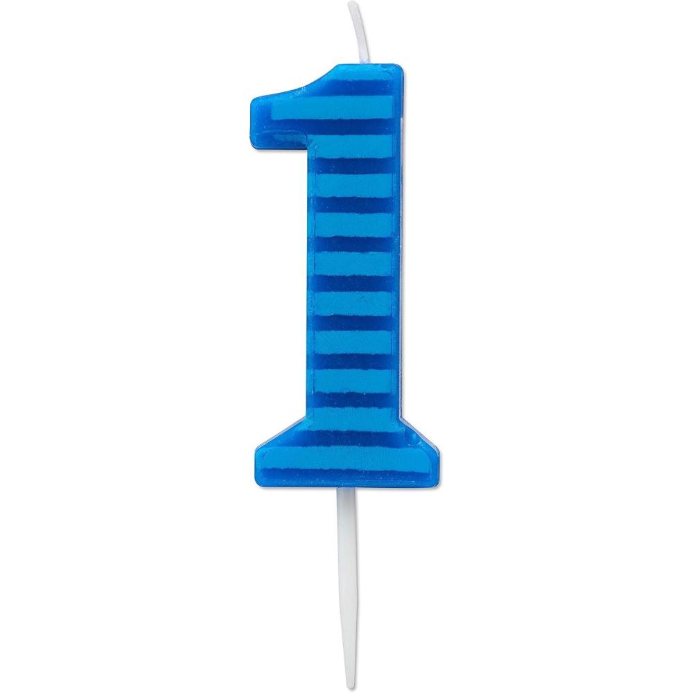 imagePapyrus Number 0 Birthday Candle Blue Stripes 1CountNumber 1