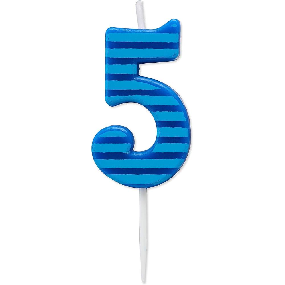 imagePapyrus Number 0 Birthday Candle Blue Stripes 1CountNumber 5