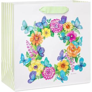 Papyrus 8.5″ Medium Gift Bag – Designed by Bella Pilar (Butterflies and Flowers) for Birthdays, Weddings, Bridal Showers, Baby Showers and All Occasions (1 Bag)(Butterflies and Floral Wreath – Large Gift Bag)