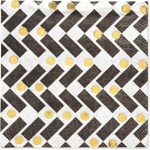 Papyrus Banner, Black & Gold Rush (1-Count)(Black & Gold Rush Beverage Napkins  40-Count)