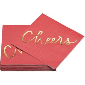 Papyrus Beverage Napkins, Red Cheers (20-Count)