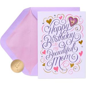 Papyrus Birthday Card for Mom – Designed by Bella Pilar (Spectacular Mom)(FSC Lettering with Heart Pin)