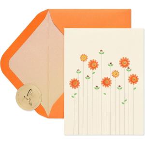 Papyrus Blank Pop Up Card (Plant)(Orange Flowers)