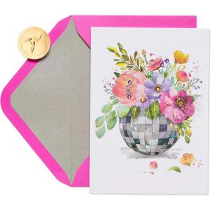 Papyrus Blank Pop-Up Card for Birthdays, Thinking of You and All Occasions (Tropical)(Floral Disco Ball)