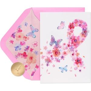 Papyrus Blank Thinking of You Card (Feminine)(Floral BCRF Ribbon)