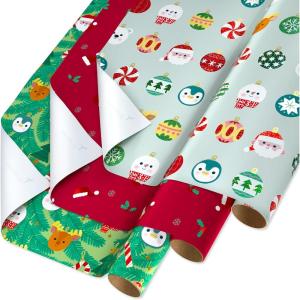 Papyrus Disney Christmas Wrapping Paper Rolls for Kids, Mickey Mouse and Christmas Decorations (2 Rolls, 60 sq. ft.)(FSC RW SET PLAYFUL ORNAMENTS)
