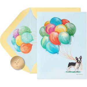 Papyrus French Bulldog Birthday Card – Designed by Bella Pilar (Pawsitively Awesome)(FSC Dog With Balloon Bouquet)