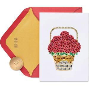 Papyrus Judith Leiber Blank Card for Her (Gemmed French Bear)(Gemmed Rose Basket)